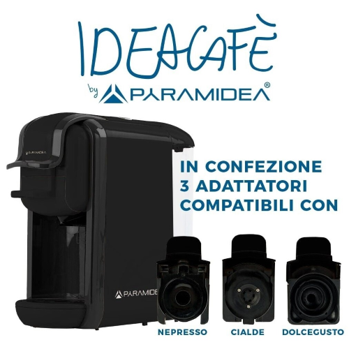 PYRAMIDEA Macchina per Caffè 3 in 1 Digitale Compatibile con Nespresso Dolcegusto e Cialde Bevande Fredde da 0,6L nera