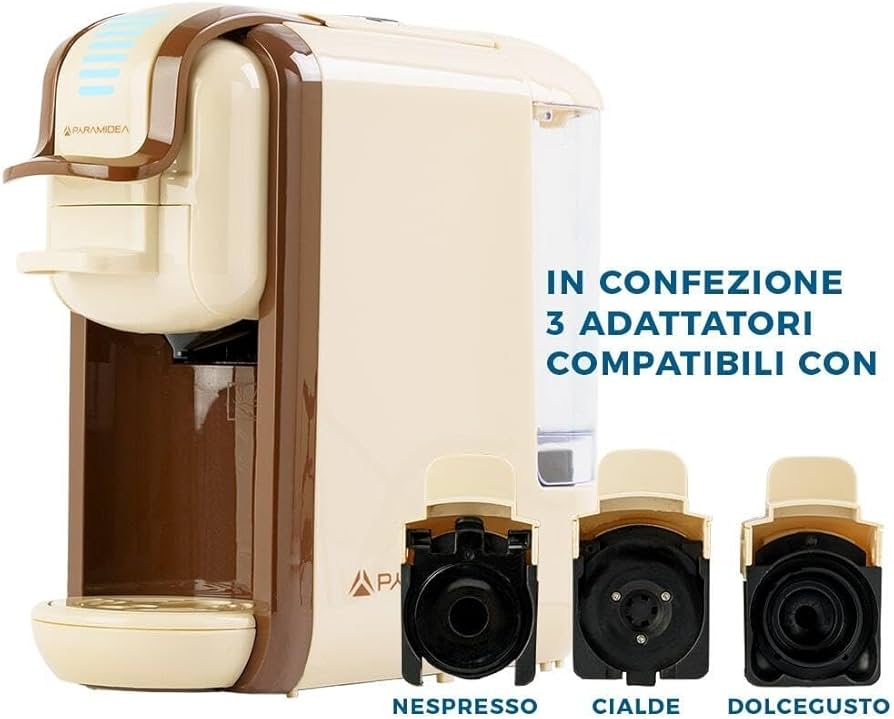 PYRAMIDEA PLUS Macchina per Caffè 3 in 1 Digitale Compatibile con Nespresso Dolcegusto e Cialde Bevande Fredde da 0,6L Caffè Latte