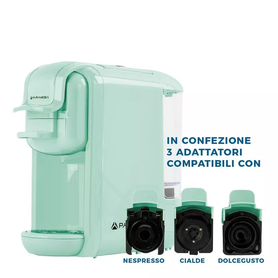 PYRAMIDEA Macchina per Caffè 3 in 1 Digitale Compatibile con Nespresso Dolcegusto e Cialde Bevande Fredde da 0,6LB verde